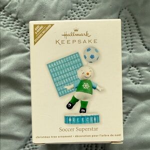 Hallmark Keepsake Soccer Snowman Ornament with Blue Accents